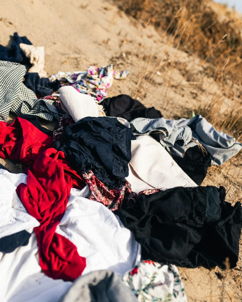 Fast fashion trash Desert Full of Used clothes and textile dump