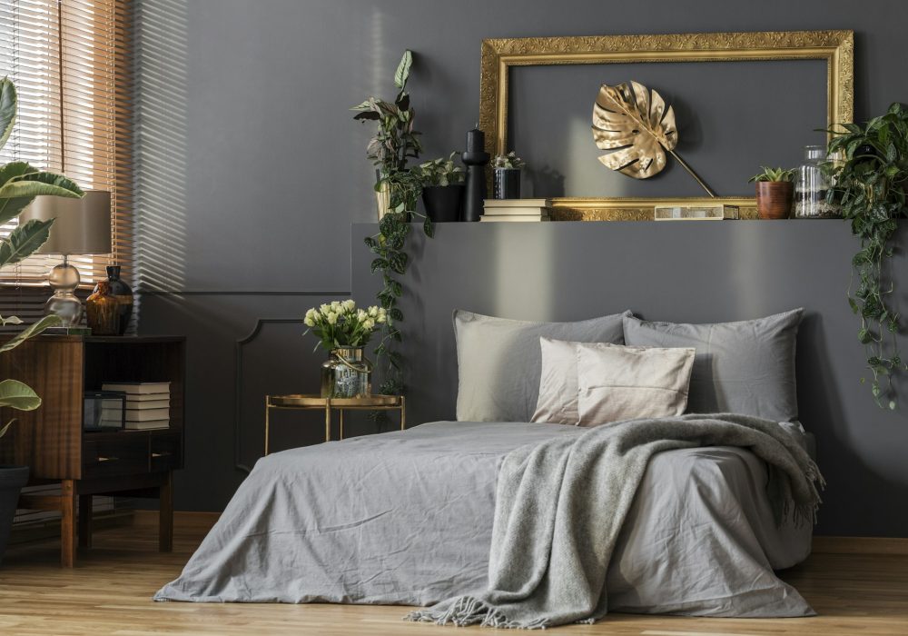 Grey bedding and blanket